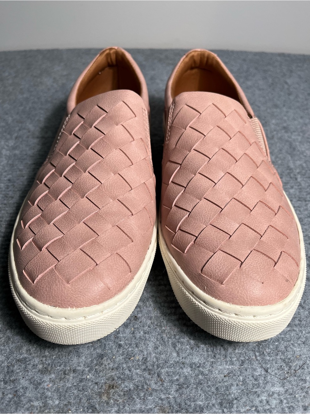 Indigo Woven Slip-On Sneakers — Dusty Pink